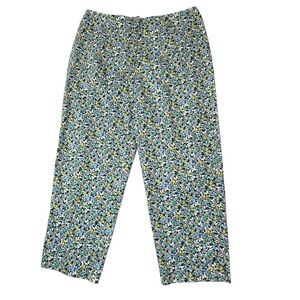Vintage Talbots Stretch Cropped Floral Pants Y2K Garden Size 10 Blue Green Black